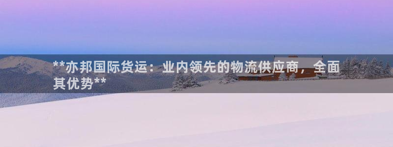 尊龙体育电竞官网：**亦邦国际货运：业内领先的物流供应商